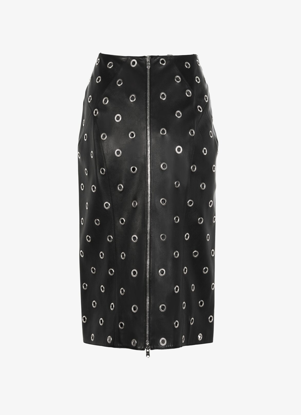 Lambskin Eyelet Pencil Skirt ALAÏA BLACK LAMBSKIN EYELET PENCIL SKIRT